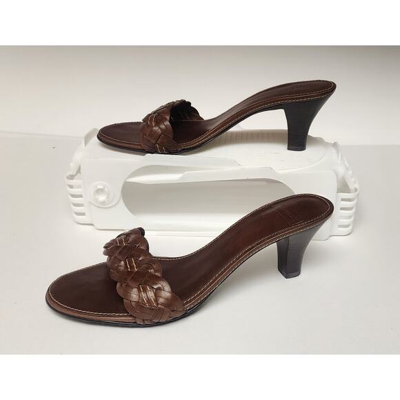 Harold's Tania Brown Leather Slide Sandals Size 6M - Picture 2 of 8
